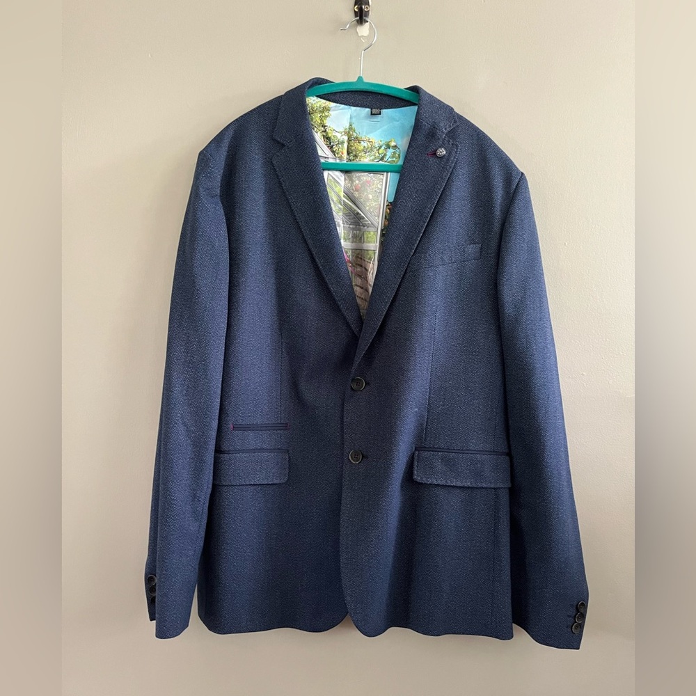 TED BAKER‎ Men's Sport Coat Blazer Navy Blue Satin Lining Size 6 (XXL)